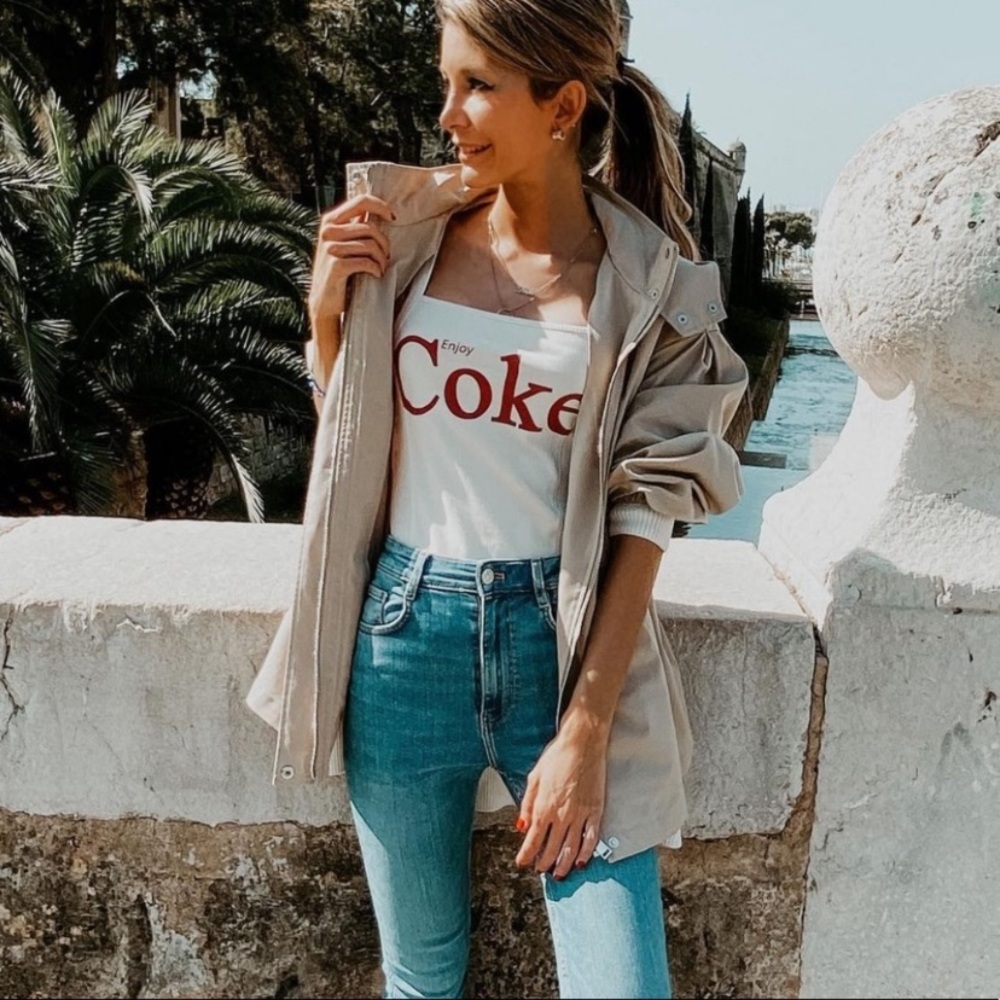 Zara Coca Cola ‘Coke’ Retro Bodysuit Ecru NWT